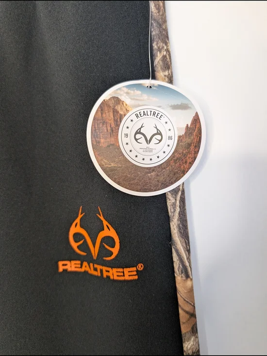 Realtree Black Joggers with Camo Side Panels and Orange Accents - Picture 3 of 14